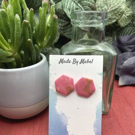 made by mabel easrrings pink studs