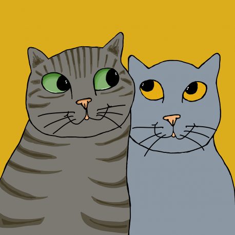 THE LOVERS, TWO CATS, GRAPHIC STYLE GREETINGS CARD