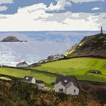 GREETINGS CARD, CAPE CORNWALL SND THE BRISONS