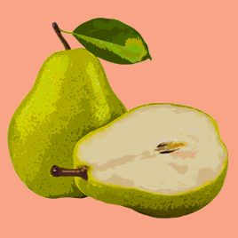 GREETINGS CARD PEARS AND SLICE
