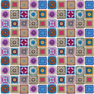 greetings card multi coloured crochet granny squares