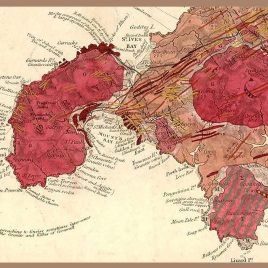 greetings card, st just, geology map, cornwall map, old maps