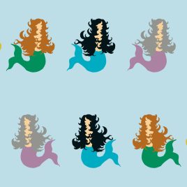 TEATOWEL - MERMAIDS - 10 MERMAIDS 2/ BLUE