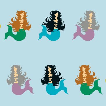 TEATOWEL - MERMAIDS - 10 MERMAIDS 2/ BLUE